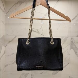 Kate Spade Black Shoulder Bag with Chain Straps - Amelia pebble small tote